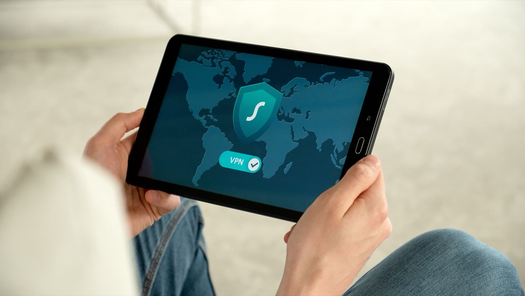 A secured VPN connection shown on a tablet